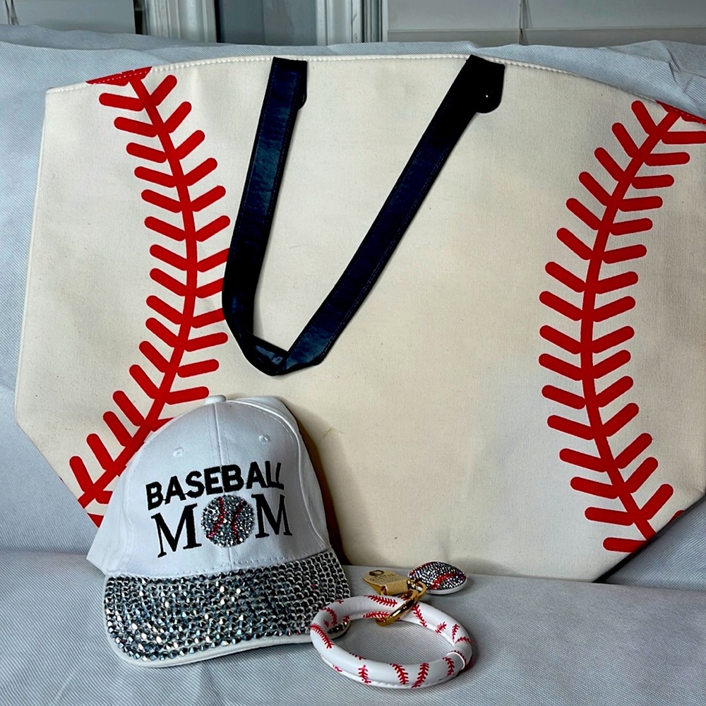 Baseball Large Tote with Baseball cap & Key Wristlet